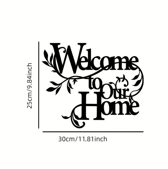 1PC Vintage Rustic Metal'Welcome To Our Home'Wall Sign,Farmhouse Decor For Porch
