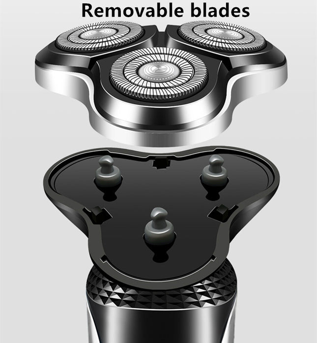 Electric Shaver Mens Razor Rotary Waterproof Pop-Up Beard Trimmer Wet Dry Cordless Nose Hair Cutting Barber Shaving Machine