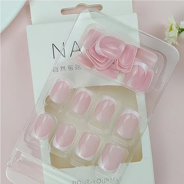 24 PCS Minimalist And Short Flat Nail Art,  Water Pipe Fake Nails, Had Nail Tips False Nail