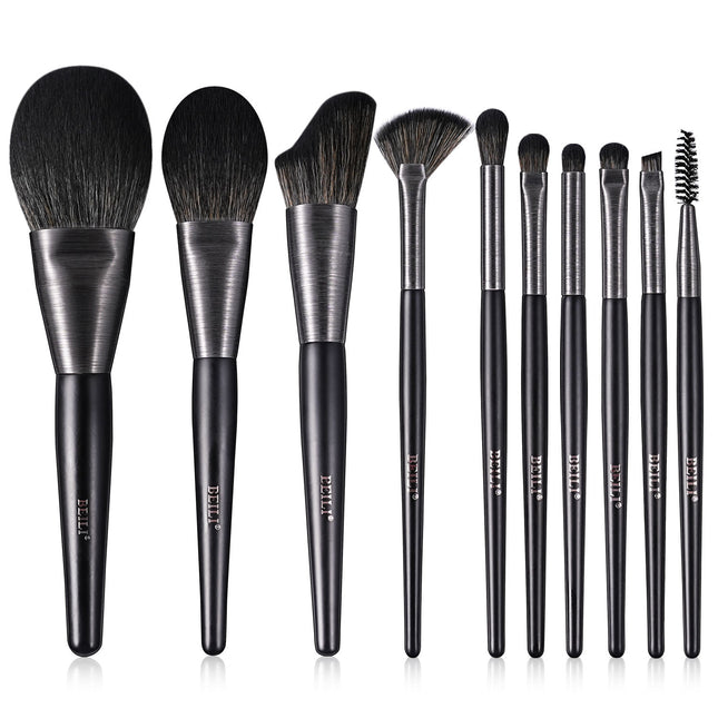 High-quality Makeup Brushes With Wooden Handles, Premium Natural 10pcs Makeup Brushes.