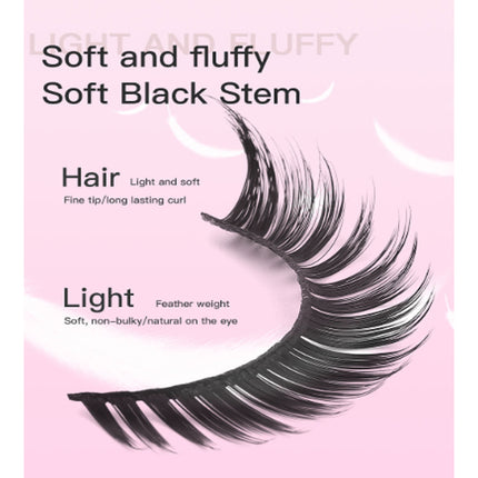 15Pairs Cat Eye Eyelashes 3D Natural False Lashes Fluffy Soft Cross Clear Band Lashes Manga Lashes Wispy Eyelash Makeup