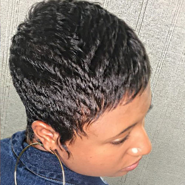 European And American-style Women's Short Black Wig