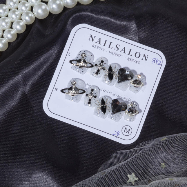 GGDDSHA Press On Nails Short, No Fade Out Fake NailsSeamless Fit Soft Gel Glue On Nails Charms For WomenHandmade Nail Art Manicure Gradient,Midnight Stardust