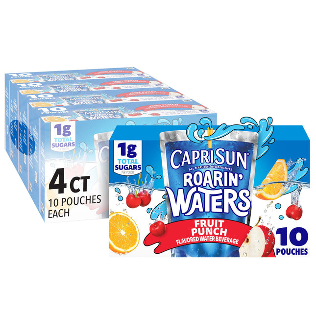 Capri Sun Fruit Punch Naturally Flavored Juice Drink Blend, 40 ct Pack, 4 Boxes of 10 Pouches