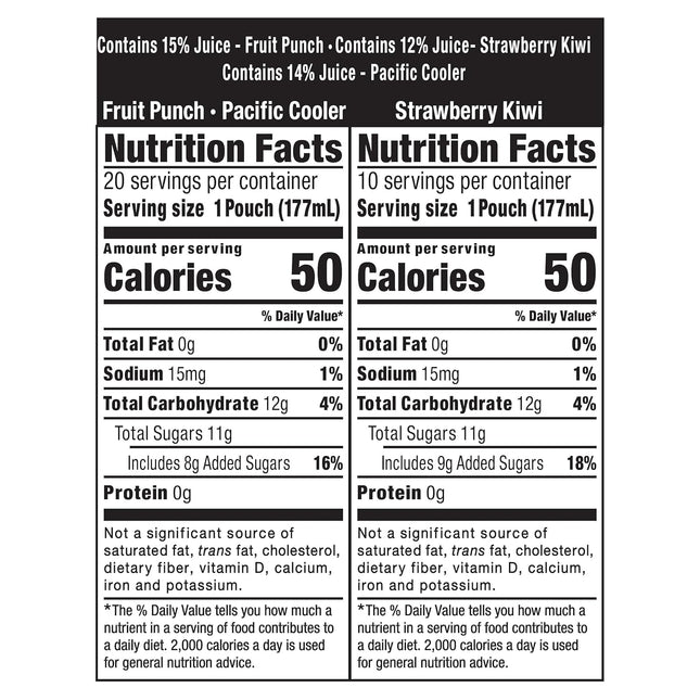 Capri Sun Fruit Punch, Strawberry Kiwi and Pacific Cooler Flavored Juice Drink Blend Variety Pack, 30 ct Box, 6 fl oz Pouches