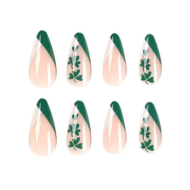 24 PCS Clover Nail Art, Length Long Water Pipe Fake Nails, Had Nail Tips False Nail