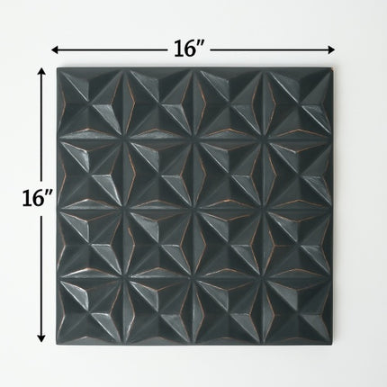 Black Square Shape Handcrafted MDF Wall Decor  Elegant Home Accent