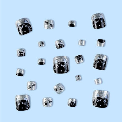 24PCS Press On Nails Fake ToeNails,Stick On Nails,Artificial Fake Toe Nail Set