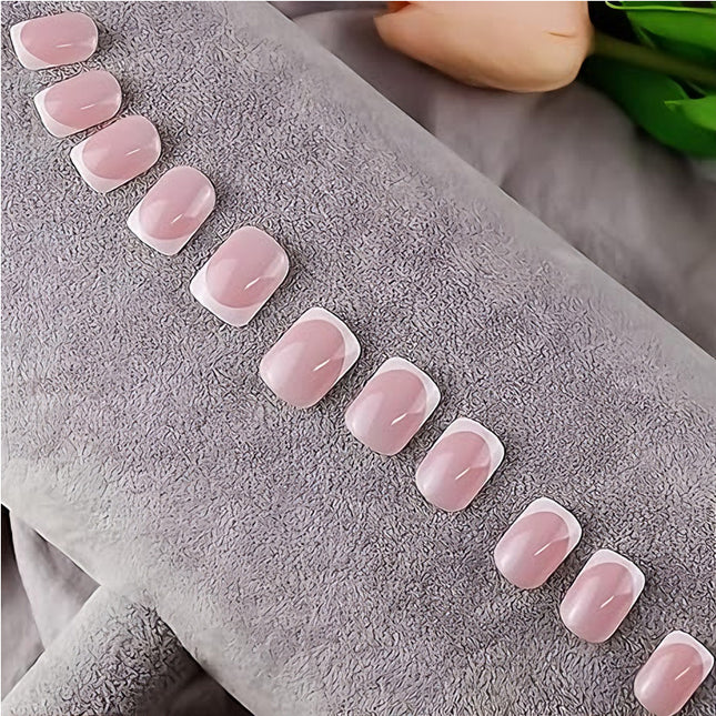 24 PCS Minimalist And Short Flat Nail Art,  Water Pipe Fake Nails, Had Nail Tips False Nail