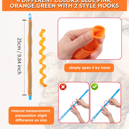 Heatless Hair Curlers Wave Curls Styling Kit For Women Girls On Hair Care - 30 Pcs - 6 Colors - 55 Cm 11.81 Inch