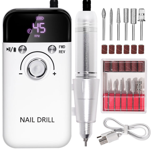Electric Nail Drill Professional 45000RPM - Rechargeable Nail Drill Kit Portable Electric Nail File With Complete Bits For Acrylic Nails Gel Polishing Removing